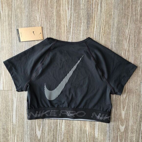 Nike Pro Dri-FIT Short-Sleeve Cropped Top Gym T-Shirt Women's XS New HM6369-010 - Picture 8 of 15